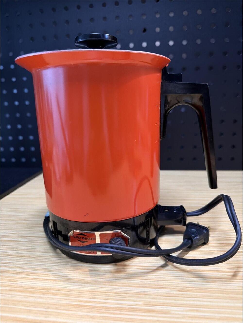Small vintage orange West Bend Hot Pot *